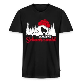 Schwarzwaldmädel Schwarzwald - Männer Premium Bio T-Shirt mit V-Ausschnitt - Schwarz - Vorne - Nico (187cm)
