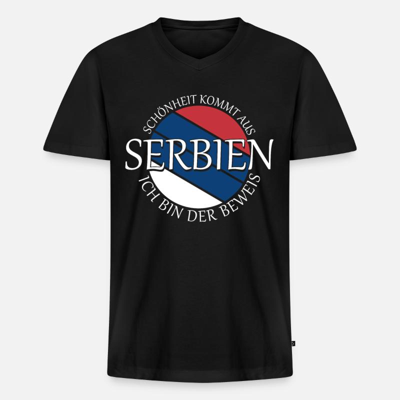 serbische Flagge Serbien Serbe - Männer Premium Bio T-Shirt mit V-Ausschnitt - Schwarz