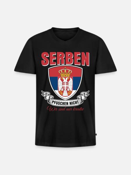 Serbie Drapeau serbe - T-shirt encolure en V Premium bio Homme - noir
