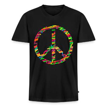 Paix Sympathie Pacifisme Paix mondiale - T-shirt encolure en V Premium bio Homme - noir - Devant - Nico (187cm)