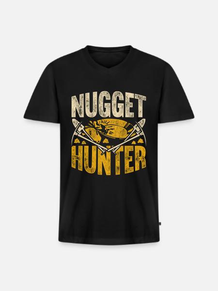 Goldschürfer Goldsucher Nugget Hunter - Männer Premium Bio T-Shirt mit V-Ausschnitt - Schwarz