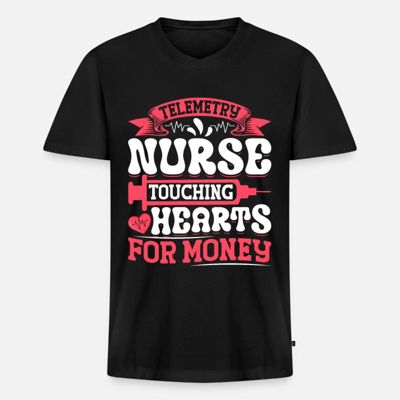Nursing Assistent Design - Männer Premium Bio T-Shirt mit V-Ausschnitt - Schwarz