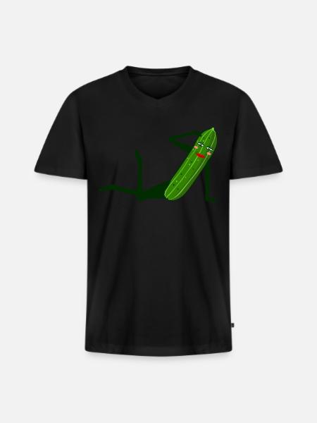 Concombre Modèle Photo Modèle Concombre - T-shirt encolure en V Premium bio Homme - noir