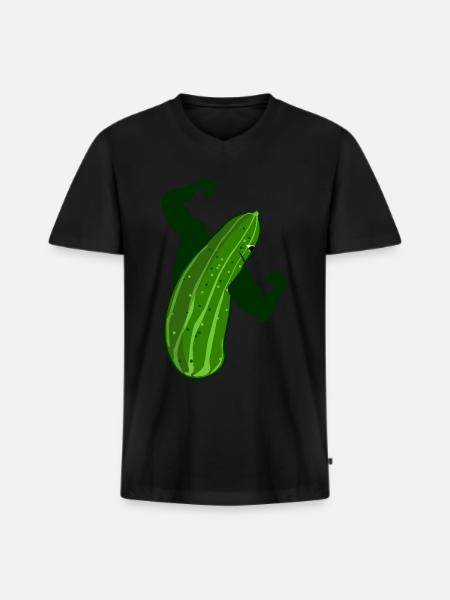 Concombres, Bodybuilders, Musculation, Concombre - T-shirt encolure en V Premium bio Homme - noir