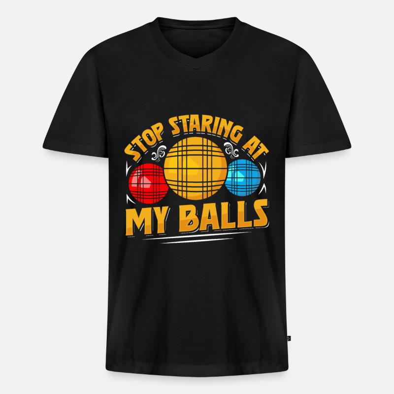 Funny Bocce Game - Männer Premium Bio T-Shirt mit V-Ausschnitt - Schwarz
