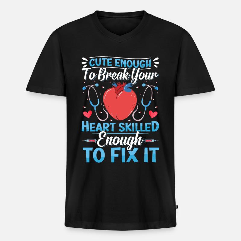 Nursing Assistent Design - Männer Premium Bio T-Shirt mit V-Ausschnitt - Schwarz