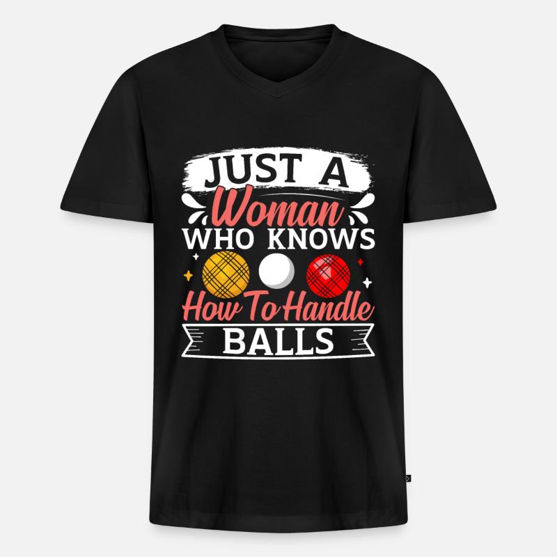 Funny Bocce Game - Männer Premium Bio T-Shirt mit V-Ausschnitt - Schwarz