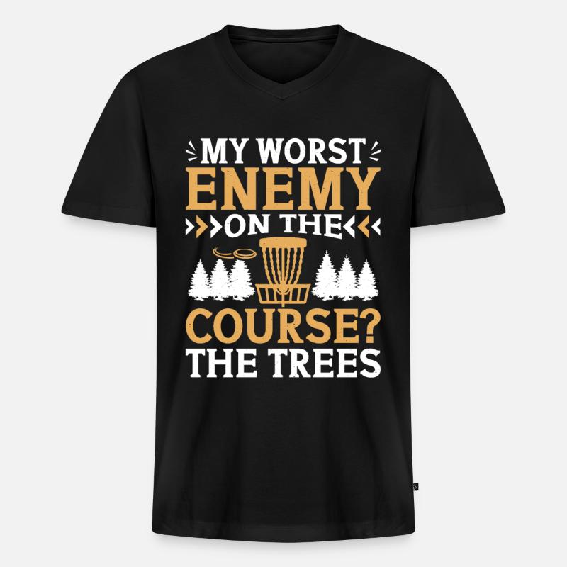 Let me play Discgolf - Männer Premium Bio T-Shirt mit V-Ausschnitt - Schwarz