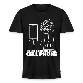 Mobile Phone Addictive Phone Cellphone Mobile Phone - Men's Premium Organic T-shirt with V-neck - black - Front - Nico (187cm)