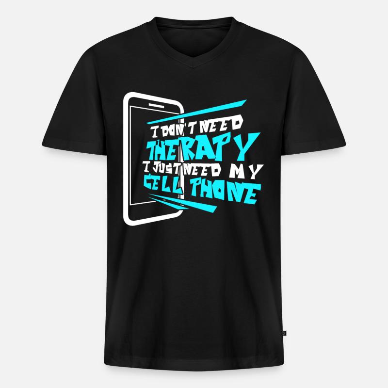 Cellphone Mobile Phone - Männer Premium Bio T-Shirt mit V-Ausschnitt - Schwarz