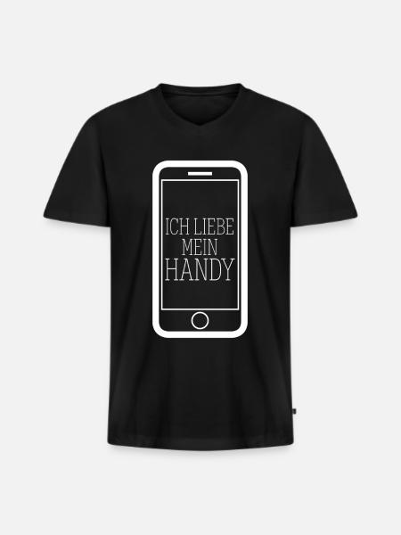 Handy Telefon Cellphone - Männer Premium Bio T-Shirt mit V-Ausschnitt - Schwarz