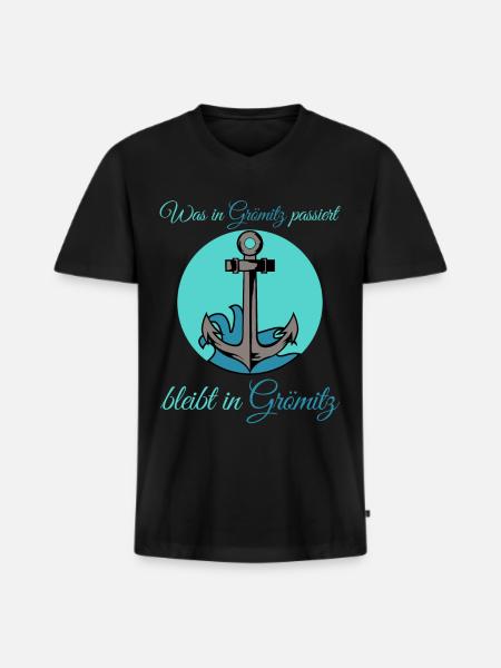 Grömitz Ostsee Urlaub - Männer Premium Bio T-Shirt mit V-Ausschnitt - Schwarz