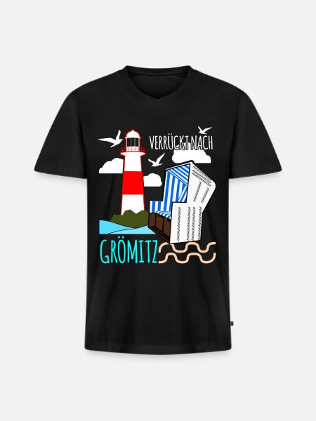 Verrückt nach Grömitz - Männer Premium Bio T-Shirt mit V-Ausschnitt - Schwarz