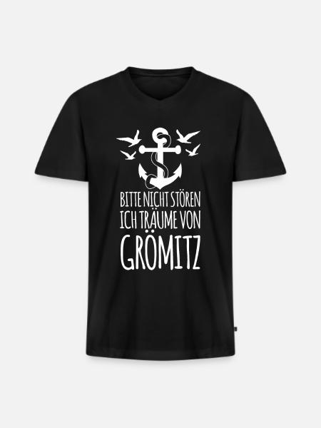 Urlaub in Grömitz - Männer Premium Bio T-Shirt mit V-Ausschnitt - Schwarz