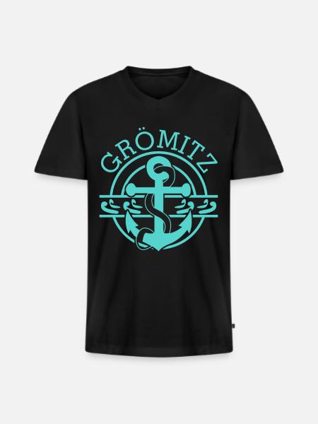Grömitz Lübecker Bucht - Männer Premium Bio T-Shirt mit V-Ausschnitt - Schwarz