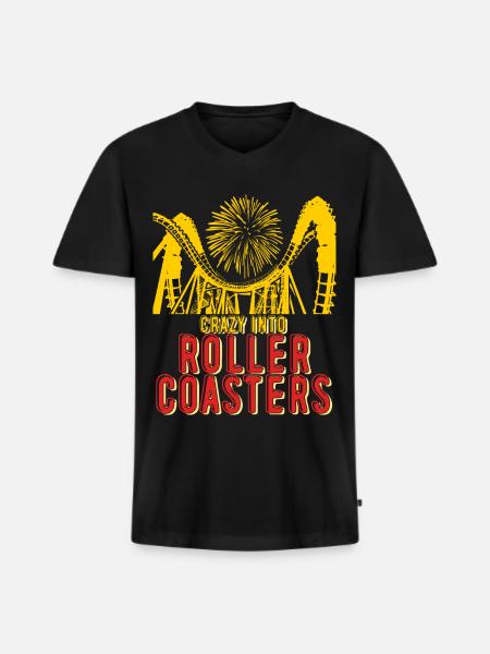 Achterbahn Freizeitpark Achterbahnfahrer - Männer Premium Bio T-Shirt mit V-Ausschnitt - Schwarz