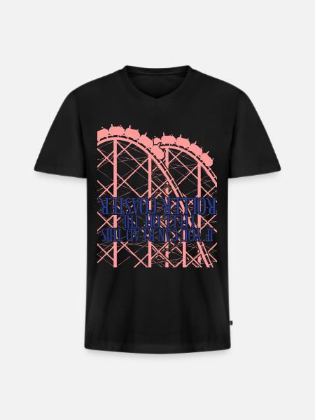 Achterbahn lustig Achterbahnfahrer - Männer Premium Bio T-Shirt mit V-Ausschnitt - Schwarz