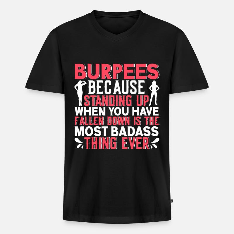 Burpees Übungen Workout - Männer Premium Bio T-Shirt mit V-Ausschnitt - Schwarz