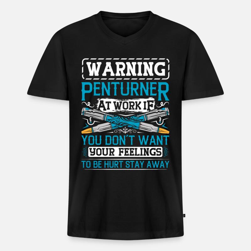 Pen Turning Kit - Männer Premium Bio T-Shirt mit V-Ausschnitt - Schwarz
