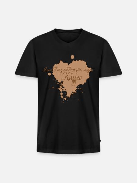 Kaffee Spruch Kaffeebecher Kaffeetrinker - Männer Premium Bio T-Shirt mit V-Ausschnitt - Schwarz