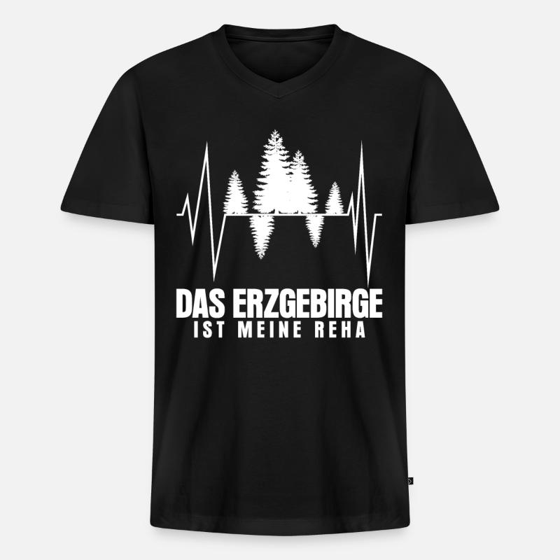 Erzgebirge - Männer Premium Bio T-Shirt mit V-Ausschnitt - Schwarz
