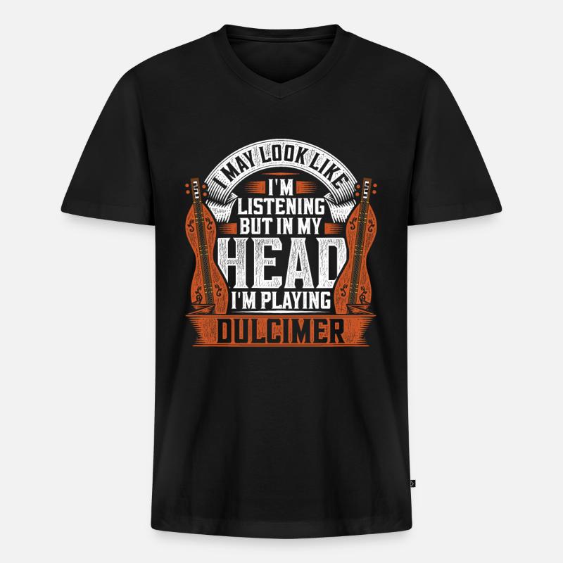 Dulcimer Dulcimore Doucemore - Männer Premium Bio T-Shirt mit V-Ausschnitt - Schwarz