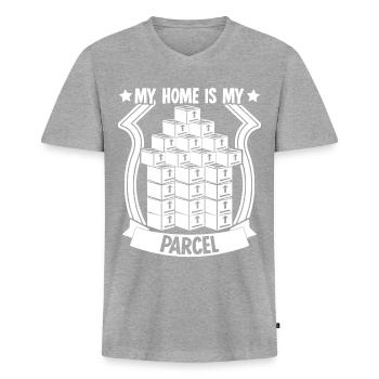 Paketzusteller Paket Haus Paketbote - Männer Premium Bio T-Shirt mit V-Ausschnitt - Grau meliert - Vorne