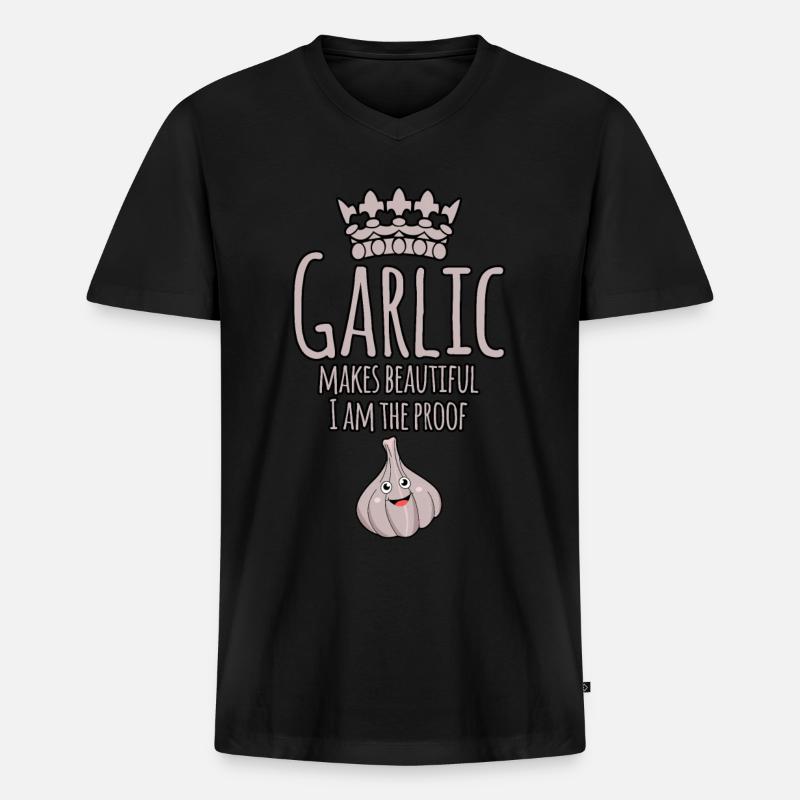 Knoblauch Spruch Knoblauchzehe - Männer Premium Bio T-Shirt mit V-Ausschnitt - Schwarz