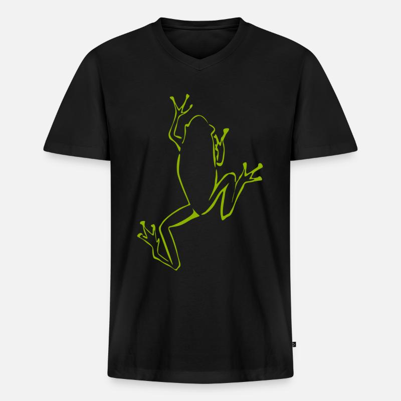 Frosch Frösche - Männer Premium Bio T-Shirt mit V-Ausschnitt - Schwarz