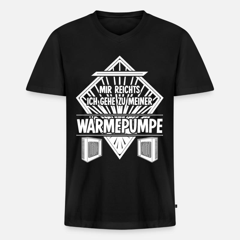 Wärmepumpe - Männer Premium Bio T-Shirt mit V-Ausschnitt - Schwarz