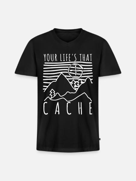Geocacher Treasure Hunt Geocache - Men's Premium Organic T-shirt with V-neck - black