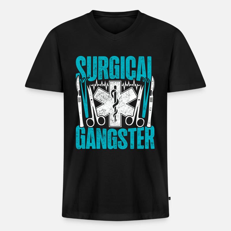 Chirurgischer Assistent Surgical Gangster - Männer Premium Bio T-Shirt mit V-Ausschnitt - Schwarz