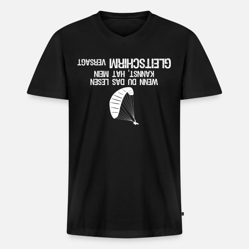 Gleitsegeln Paraglider Witz Paragliding - Männer Premium Bio T-Shirt mit V-Ausschnitt - Schwarz