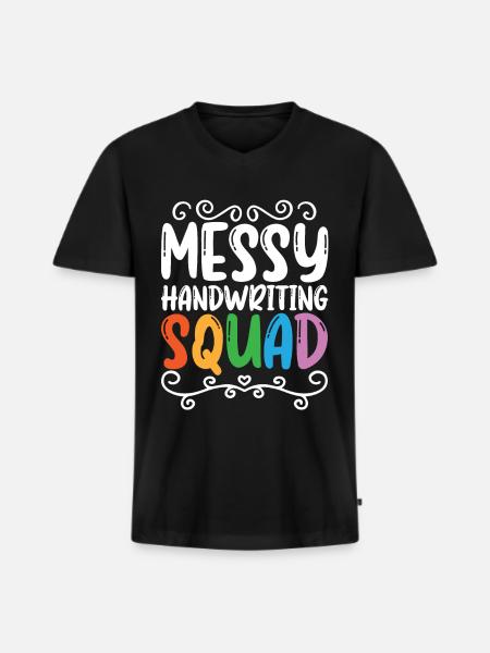 Legastheniker Messy Handwriting Squad - Männer Premium Bio T-Shirt mit V-Ausschnitt - Schwarz
