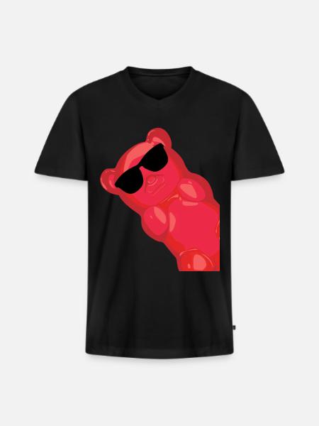 Gummy bears with sunglasses - Men's Premium Organic T-shirt with V-neck - black