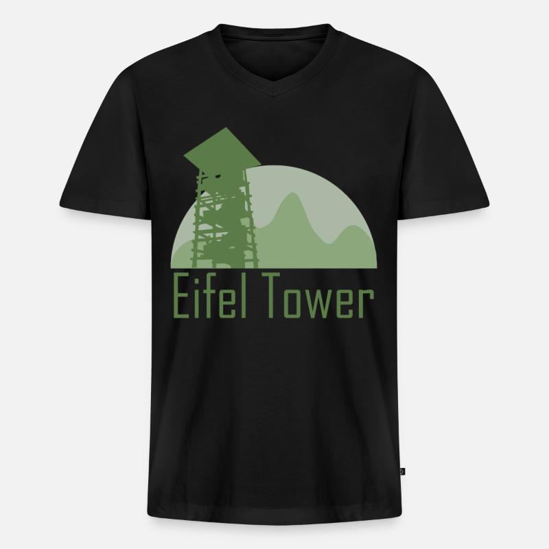 Eifel Randonnée Eifeler Eifeler - T-shirt encolure en V Premium bio Homme - noir