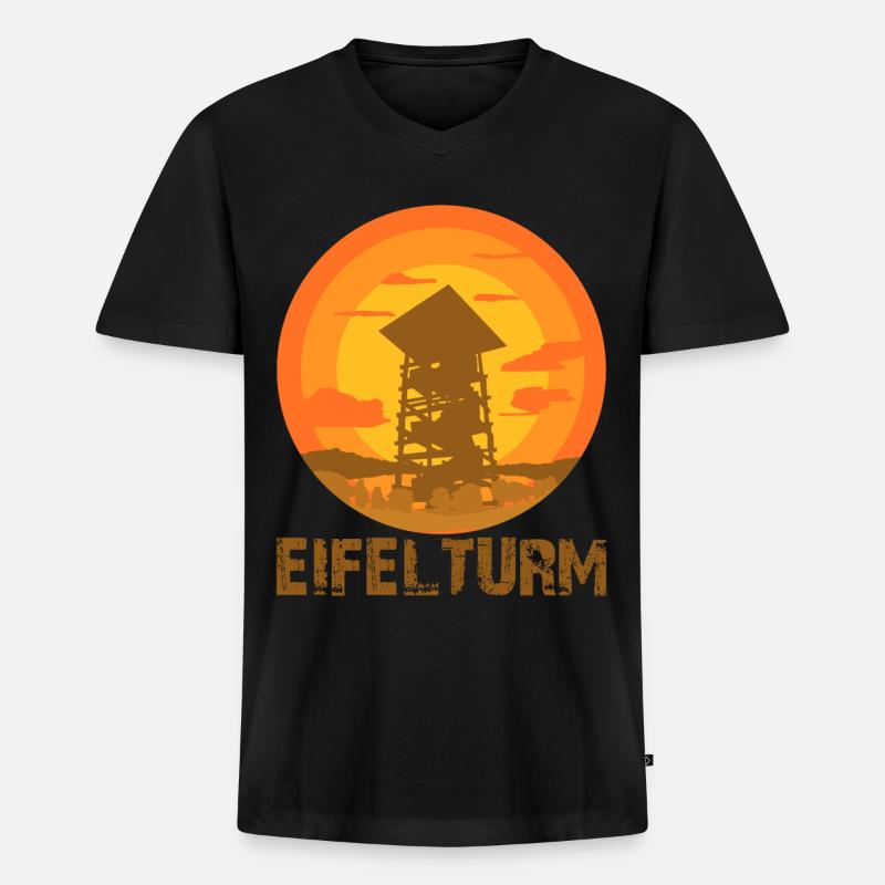 Eifel Wandern Aussichtsturm Eifler - Männer Premium Bio T-Shirt mit V-Ausschnitt - Schwarz