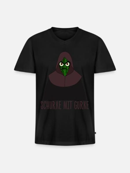 Gurken Schurke - Männer Premium Bio T-Shirt mit V-Ausschnitt - Schwarz