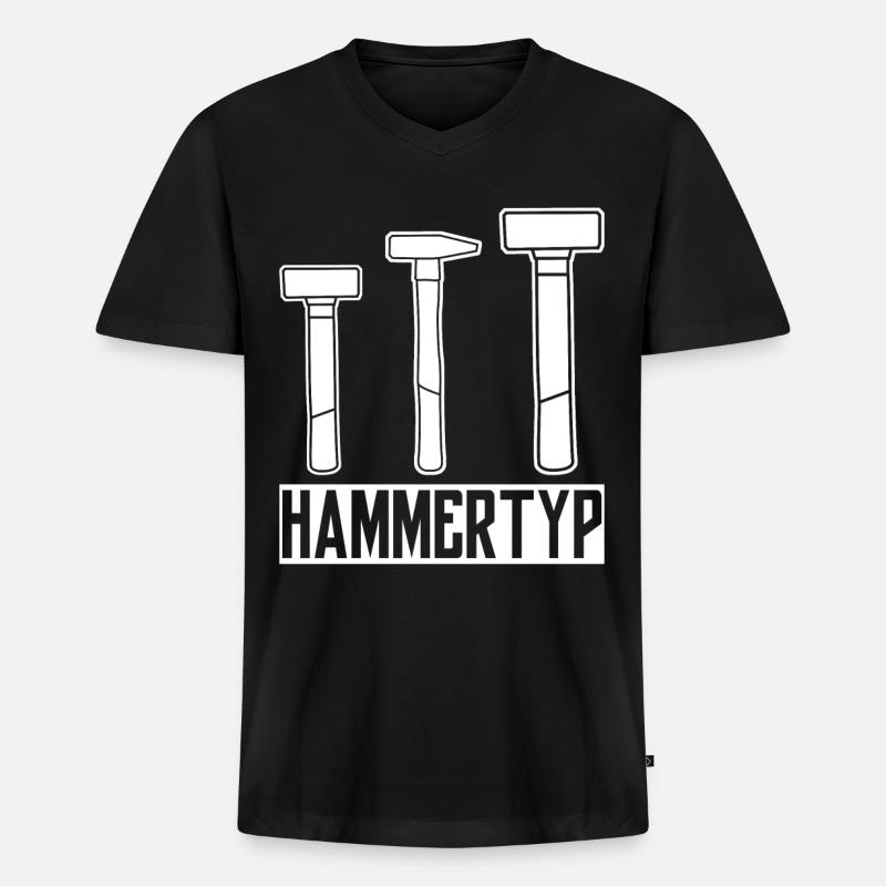 Hammer Dachdecker Hämmer Zimmermann - Männer Premium Bio T-Shirt mit V-Ausschnitt - Schwarz