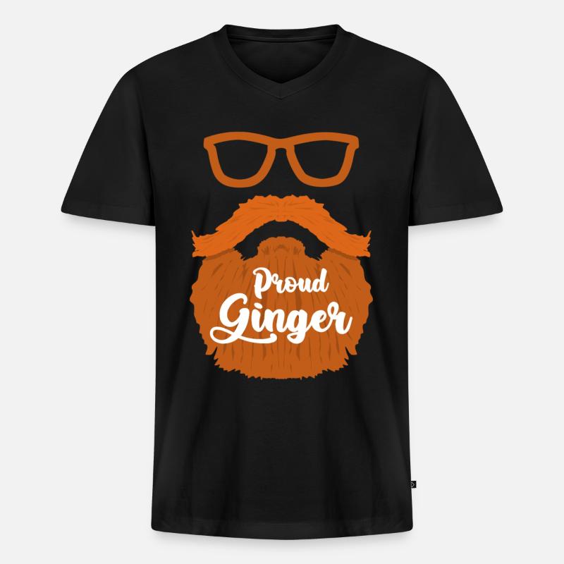 Rothaarig Bart Rotschopf Rote Haare - Männer Premium Bio T-Shirt mit V-Ausschnitt - Schwarz