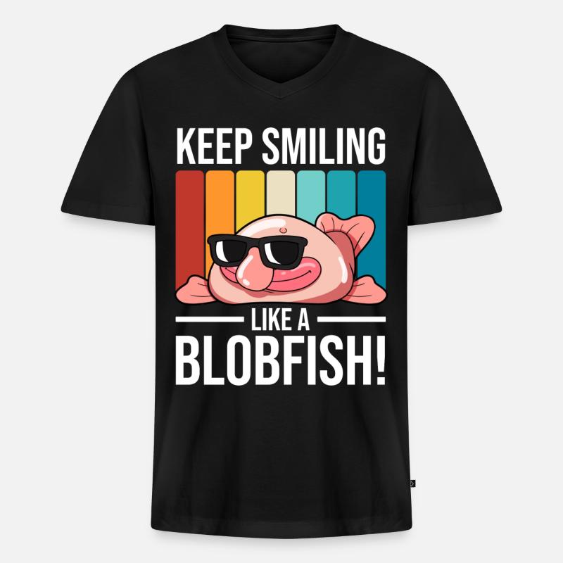 Blobfisch - Männer Premium Bio T-Shirt mit V-Ausschnitt - Schwarz