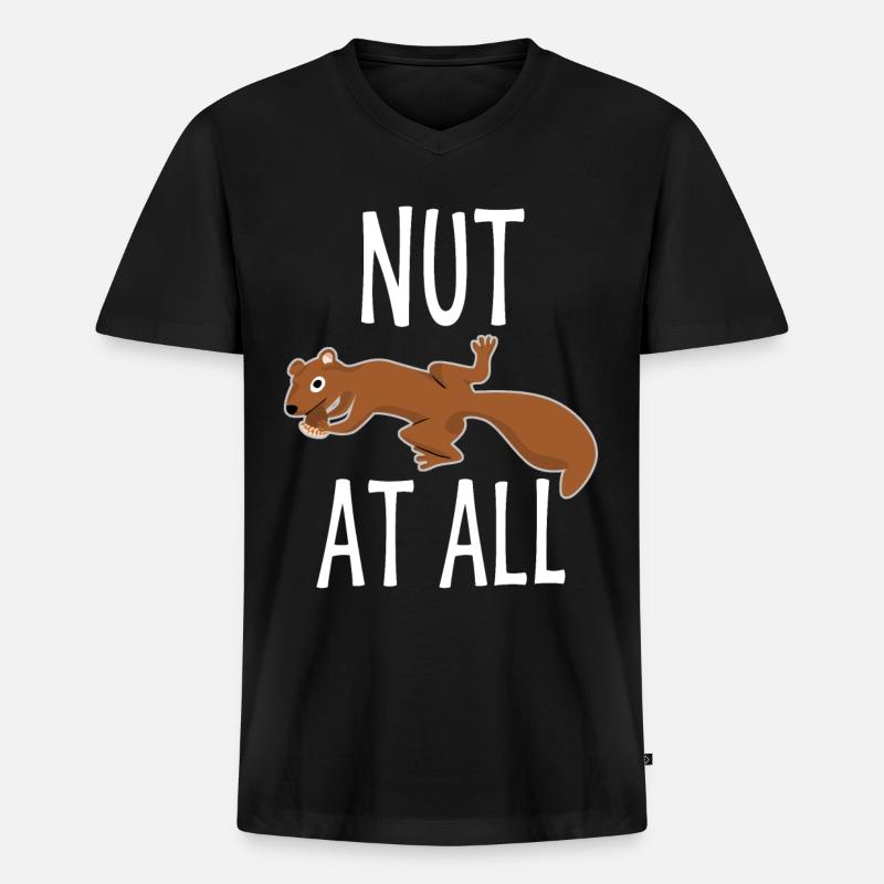 Eichhörnchen mit Nuss - Männer Premium Bio T-Shirt mit V-Ausschnitt - Schwarz