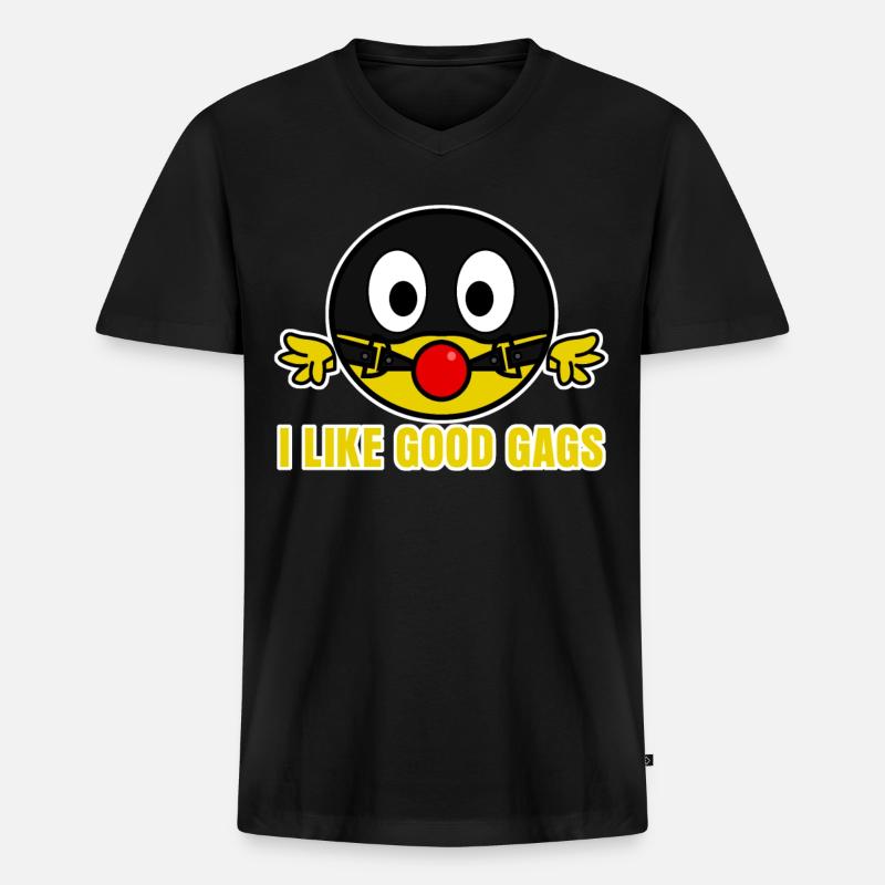 BDSM Gag - Männer Premium Bio T-Shirt mit V-Ausschnitt - Schwarz