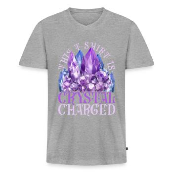 Cristaux de guérison de cristal - T-shirt encolure en V Premium bio Homme - gris chiné - Devant