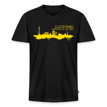 Dortmunder Stadt Dortmund - Männer Premium Bio T-Shirt mit V-Ausschnitt - Schwarz - Vorne - Nico (187cm)