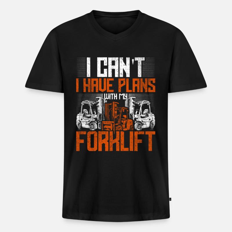 Gabelstaplerfahrer - Männer Premium Bio T-Shirt mit V-Ausschnitt - Schwarz