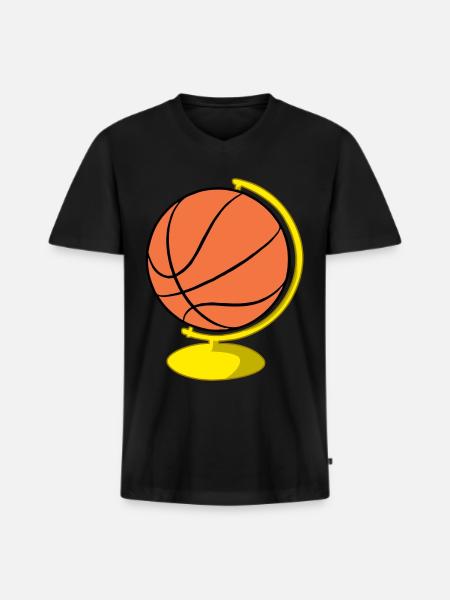 Globe du basketteur - T-shirt encolure en V Premium bio Homme - noir
