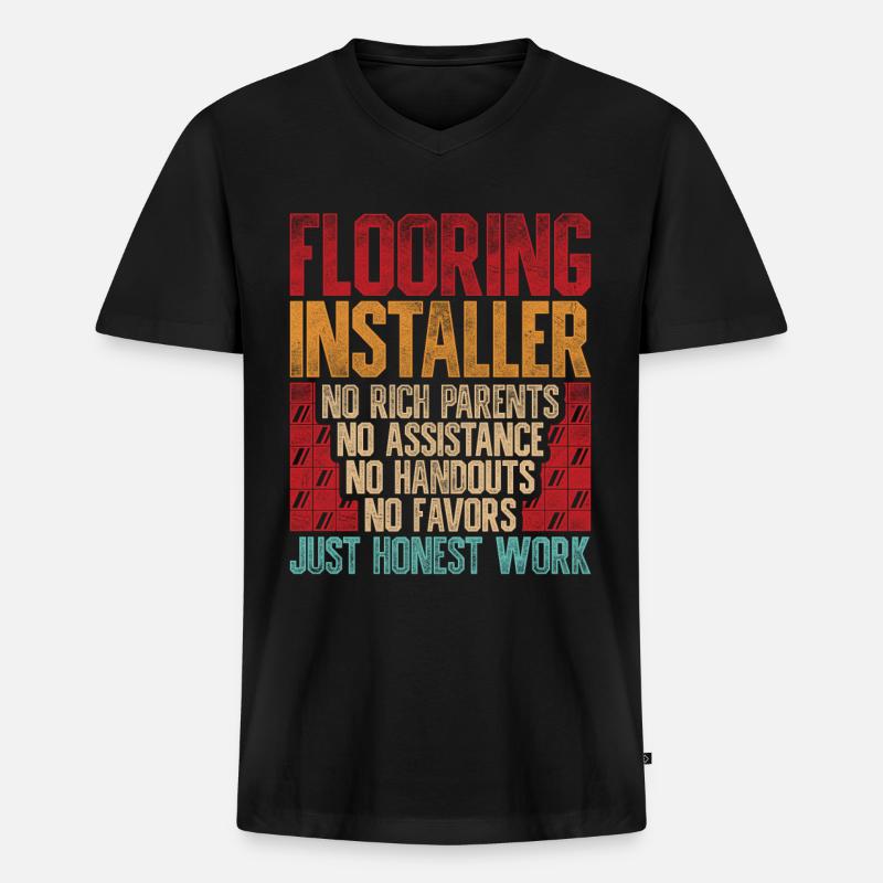 Bodenleger Fliesenleger Estrichleger - Männer Premium Bio T-Shirt mit V-Ausschnitt - Schwarz