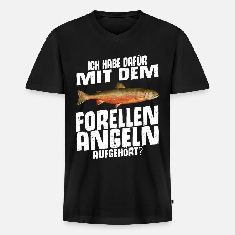 Forellen Angeln - Männer Premium Bio T-Shirt mit V-Ausschnitt - Schwarz