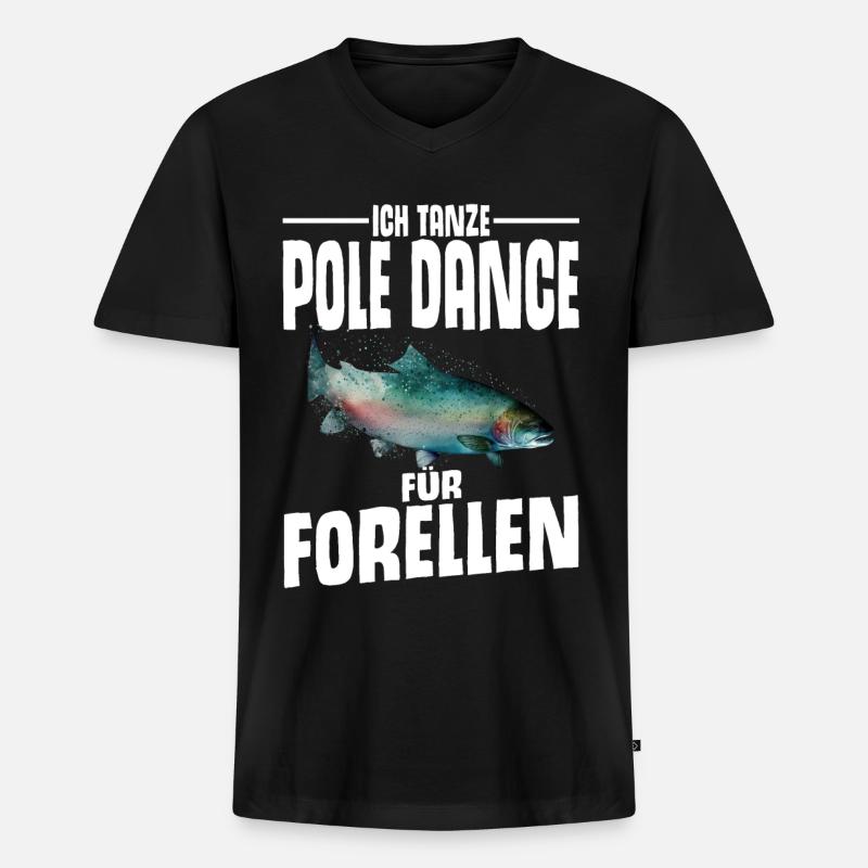 Forellen Angeln - Männer Premium Bio T-Shirt mit V-Ausschnitt - Schwarz